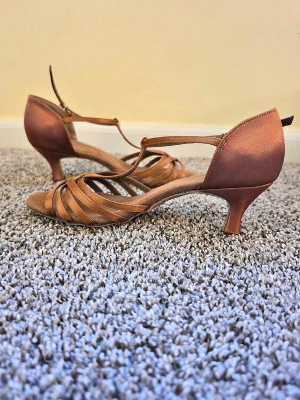 Demi Patient satin Brown Heeled Sandals US 3 1/2 for Women Latin Ballroom